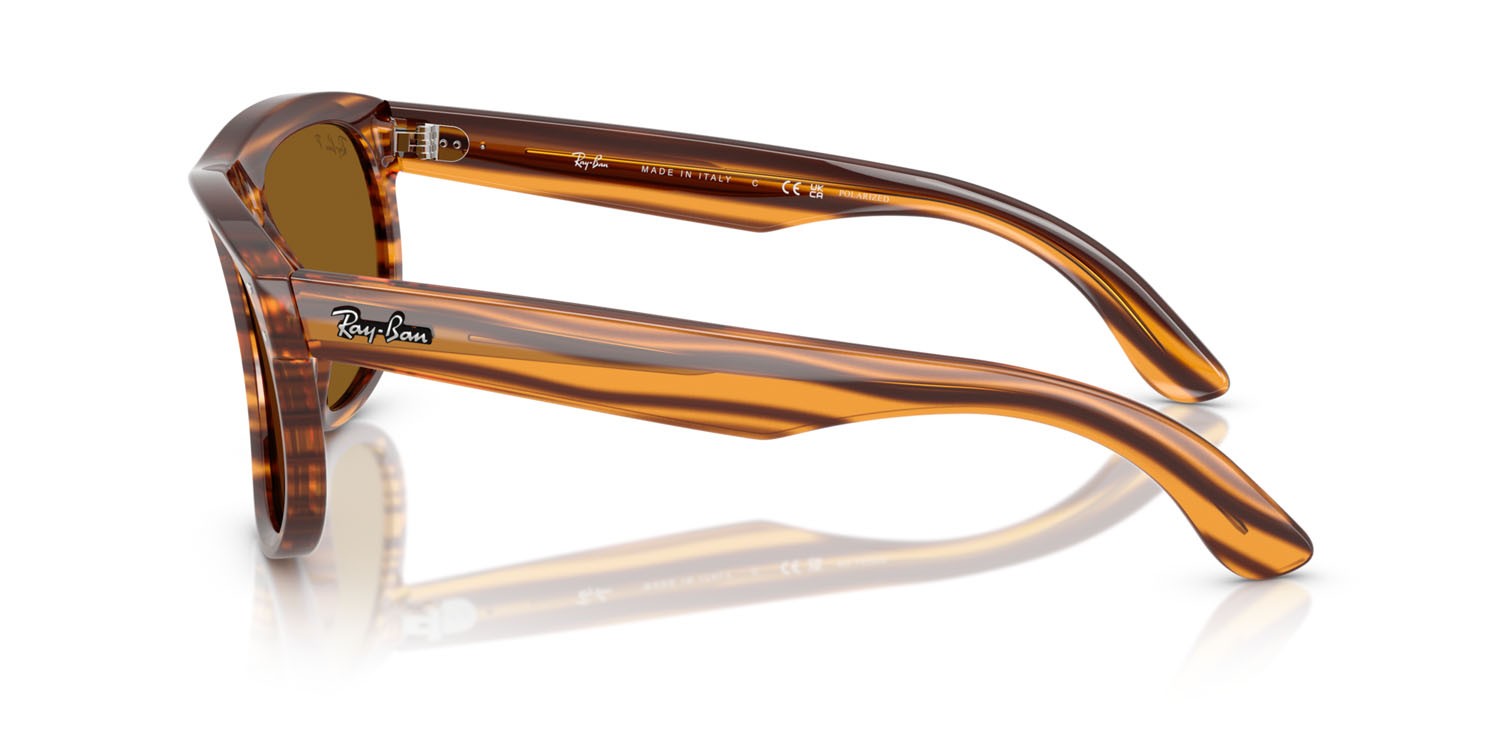 Sonnenbrillen Ray-Ban Boyfriend Reverse RB R0501S (679183) farbe striato havana form quadratisch gläser polar marrone scuro