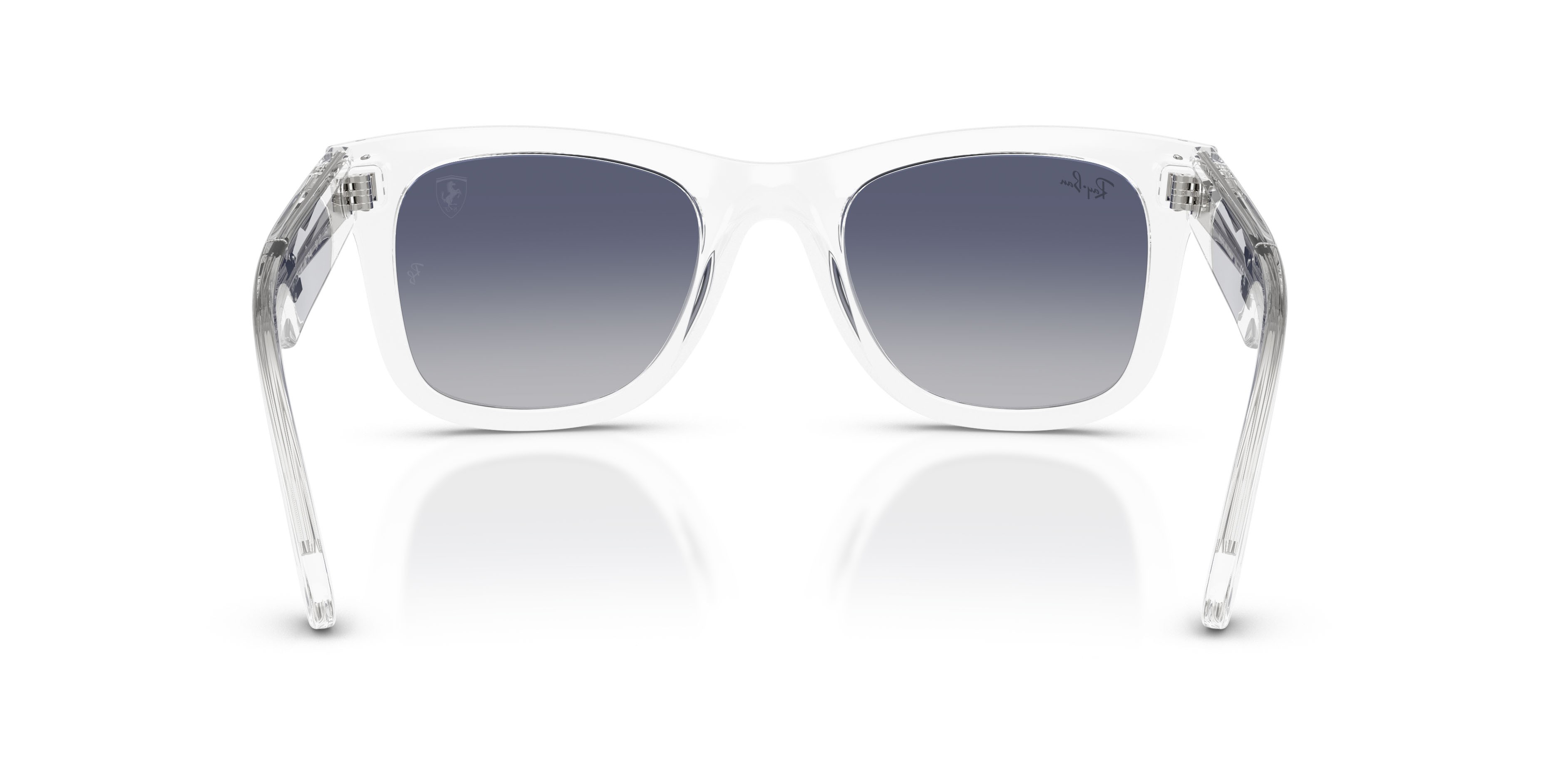 Sonnenbrillen Ray-Ban Scuderia Ferrari - Charles Leclerc - RB R0502SM (F7064L) farbe trasparente form quadratisch gläser grigio chiaro sfumato blu scuro