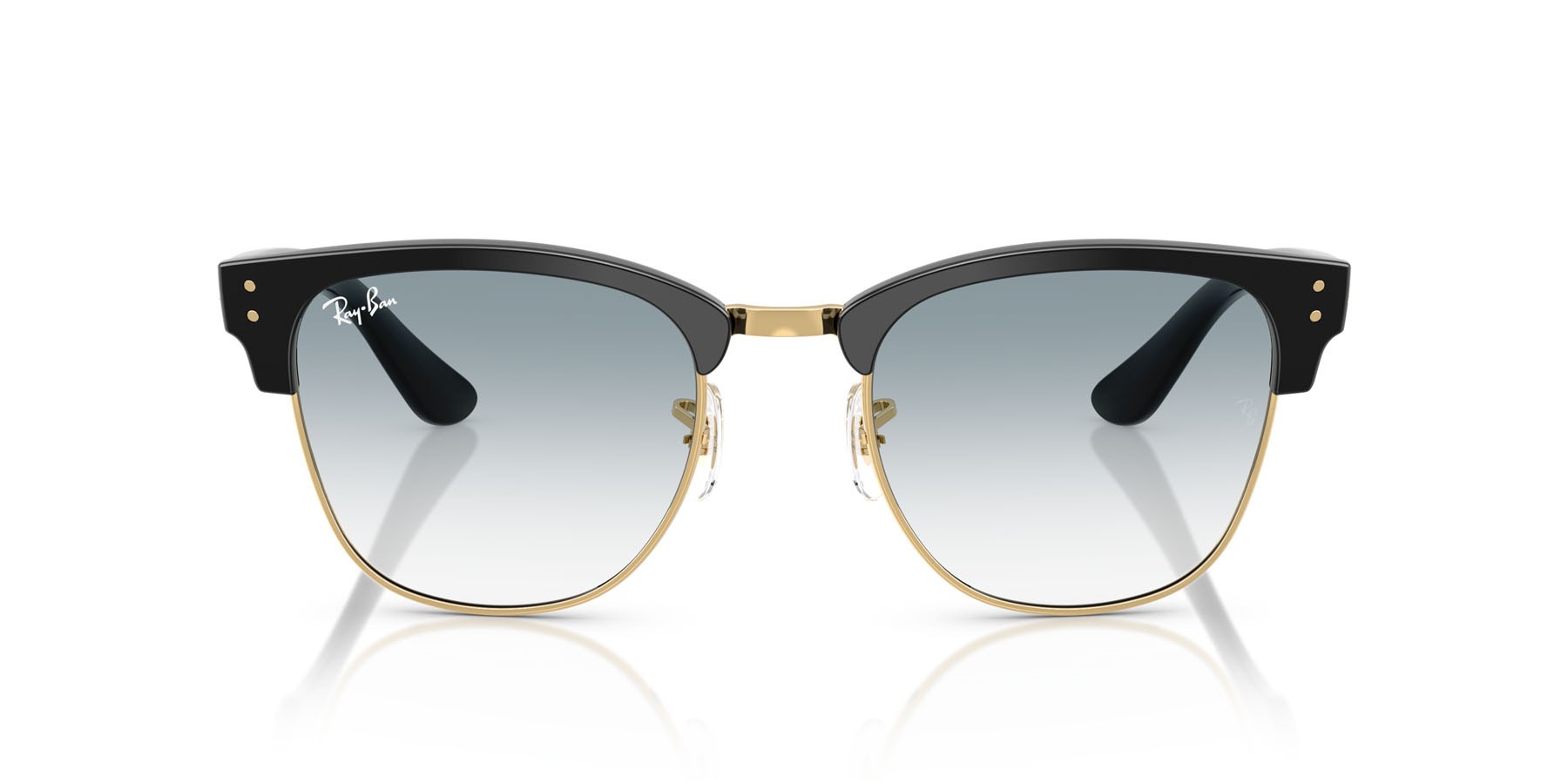 Sonnenbrillen Ray-Ban Clubmaster Reverse RB R0504S (667779) farbe nero su oro form quadratisch gläser trasparente sfumato blu