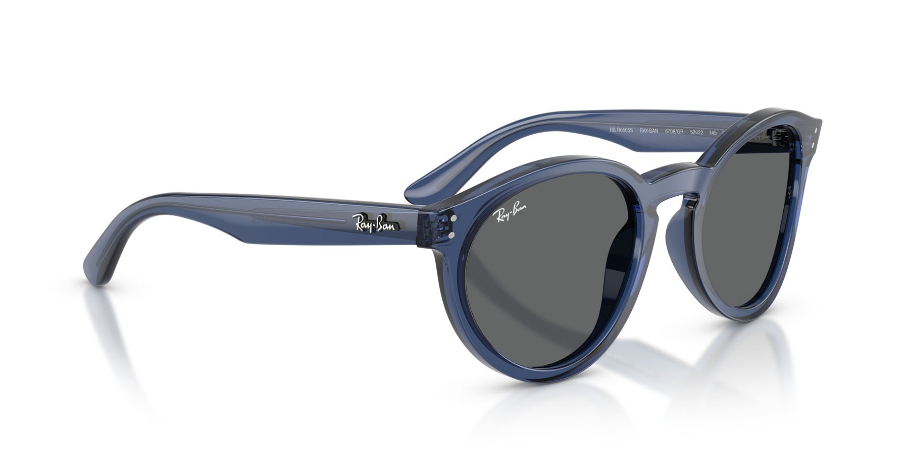 Sonnenbrillen Ray-Ban RB R0505S (6708GR) farbe blu navy trasparente form pantos gläser grigio scuro
