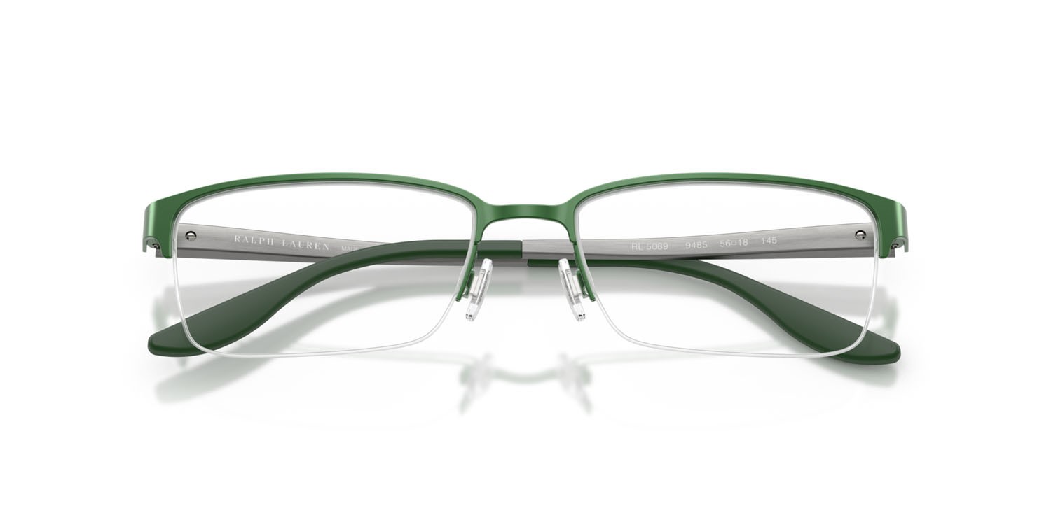 Occhiali da vista Ralph Lauren RL 5089 (9485) colore verde semi-opaco forma rettangolare lenti lente demo