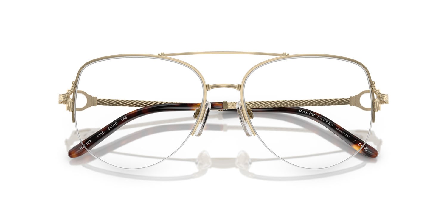 Occhiali da vista Ralph Lauren RL 5127 (9116) colore oro pallido lucido forma aviator lenti lente demo