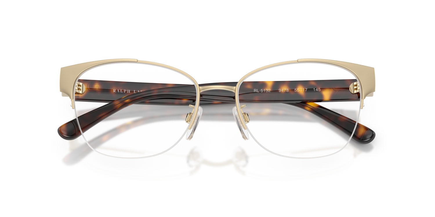 Occhiali da vista Ralph Lauren RL 5132 (9478) colore oro pallido semi-brillante forma cat eye lenti lente demo