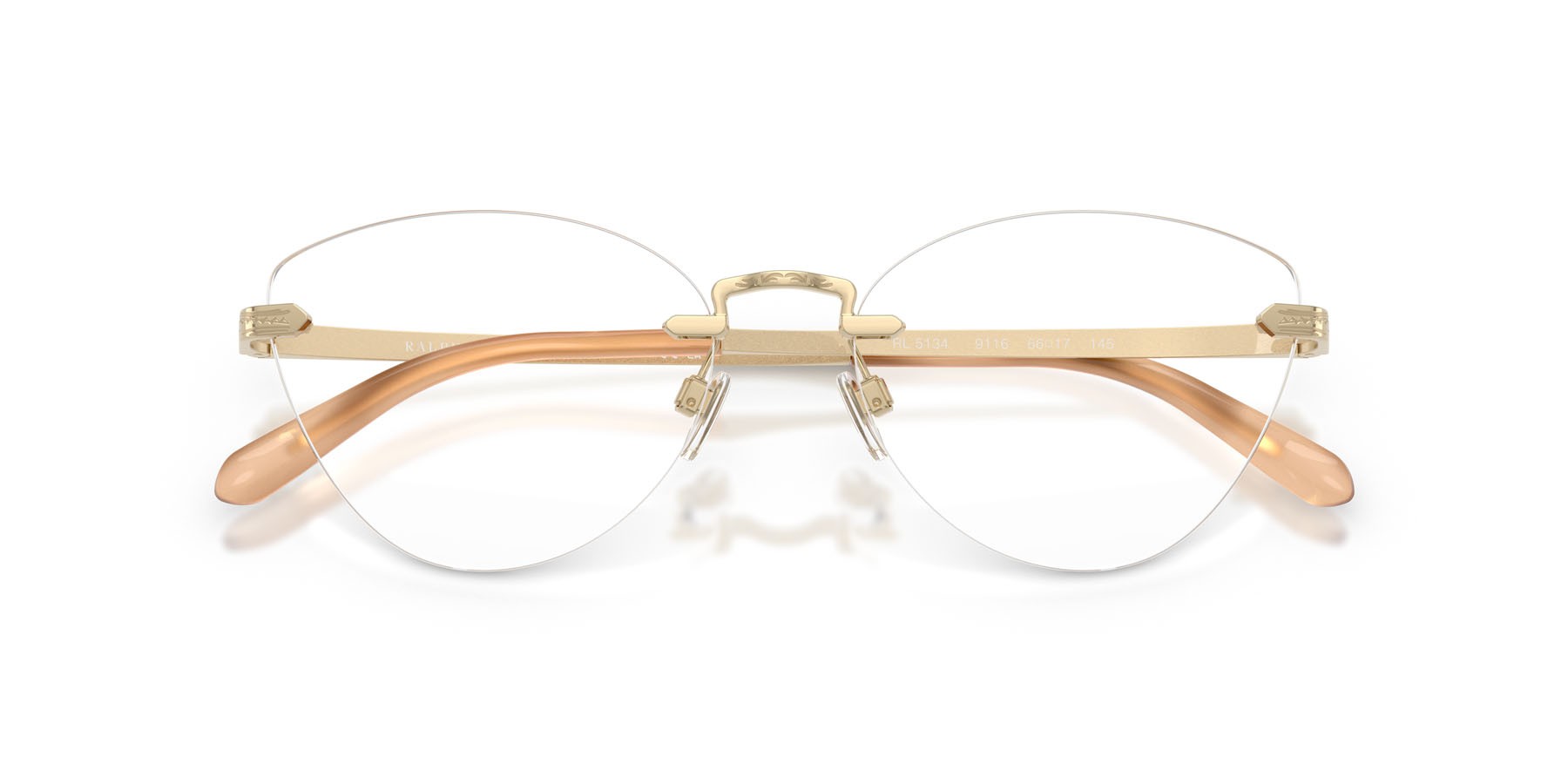Occhiali da vista Ralph Lauren RL 5134 (9116) colore oro pallido lucido forma cat eye lenti lente demo