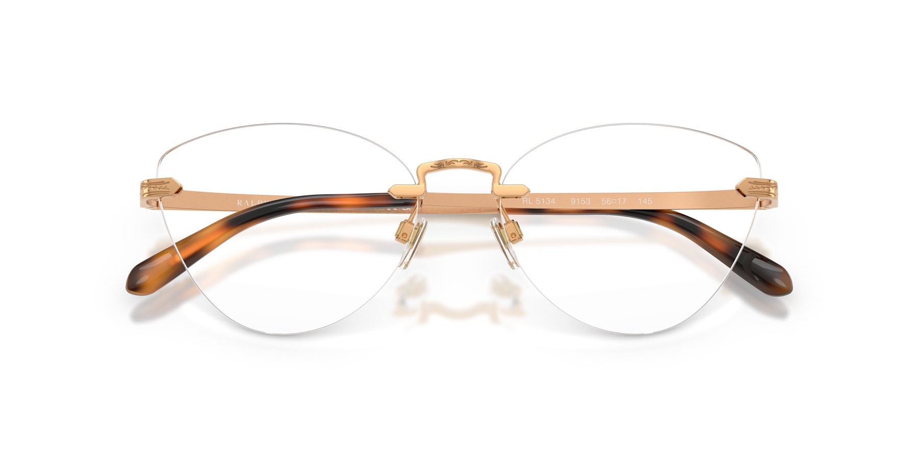 Occhiali da vista Ralph Lauren RL 5134 (9153) colore oro anticato brillante forma cat eye lenti lente demo