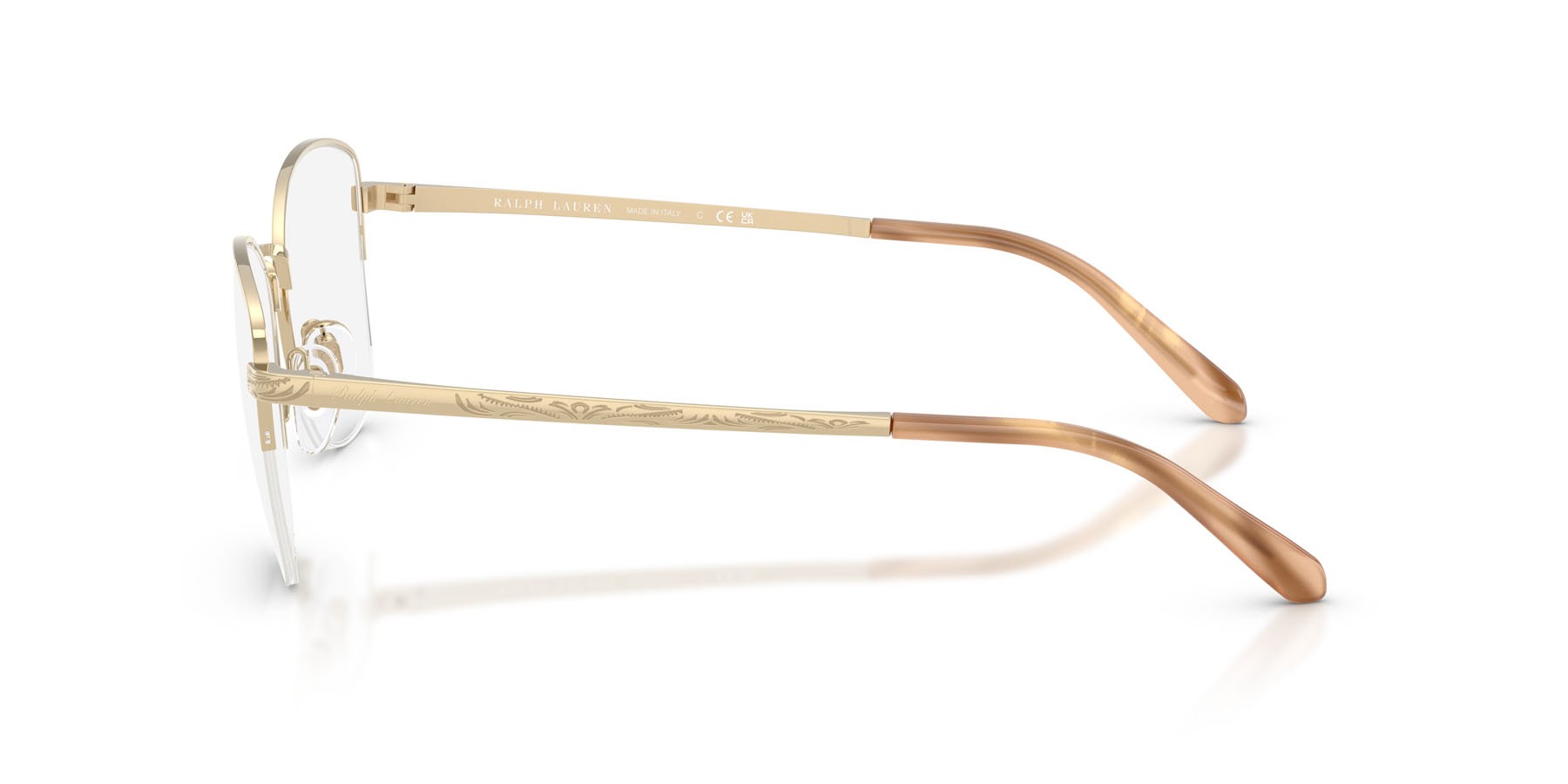Eyeglasses Ralph Lauren RL 5135 (9116) color oro pallido lucido shape cat eye lenses lente demo
