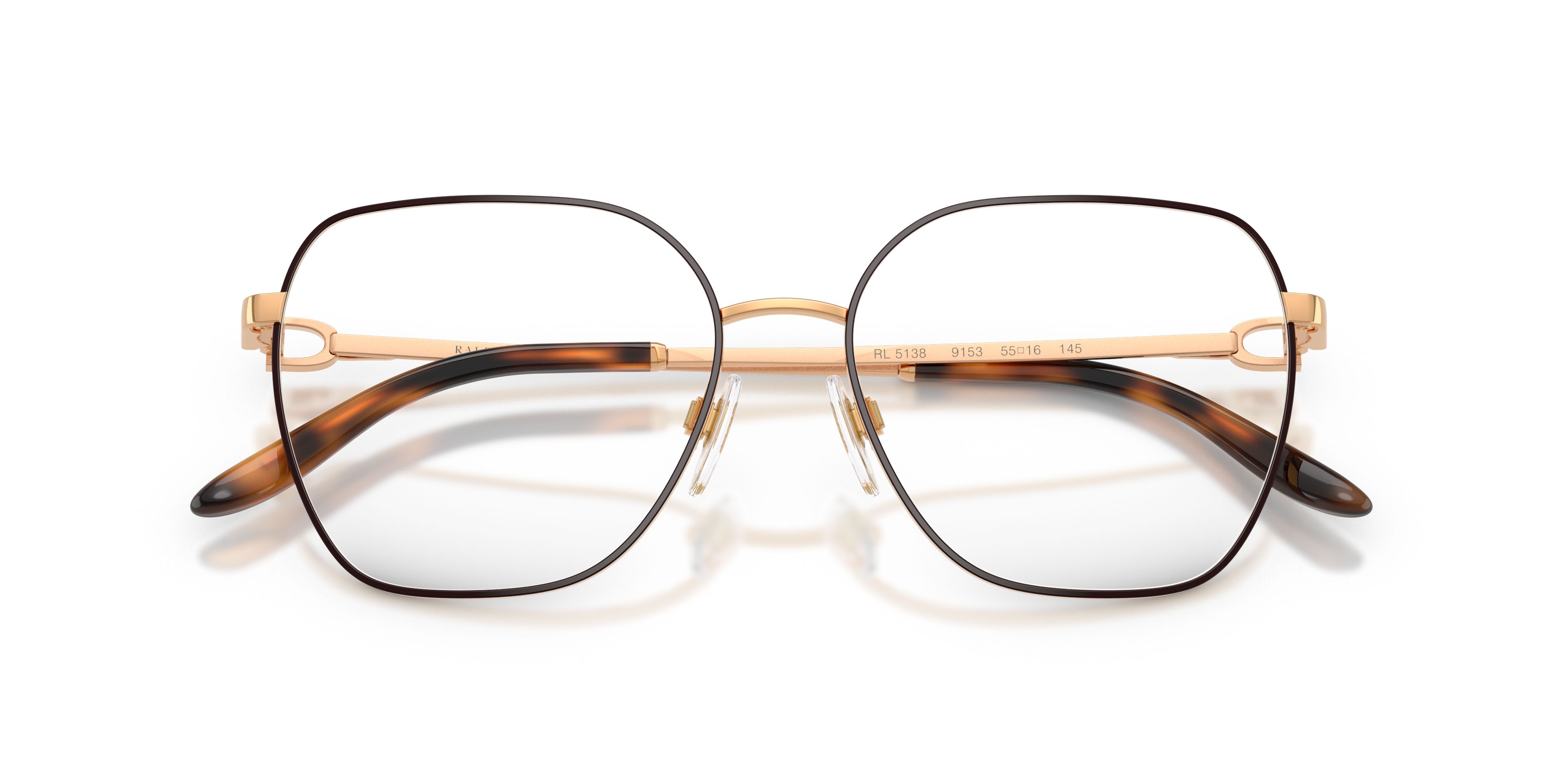Occhiali da vista Ralph Lauren RL 5138 (9153) colore marrone/oro anticato forma quadrato lenti lente demo
