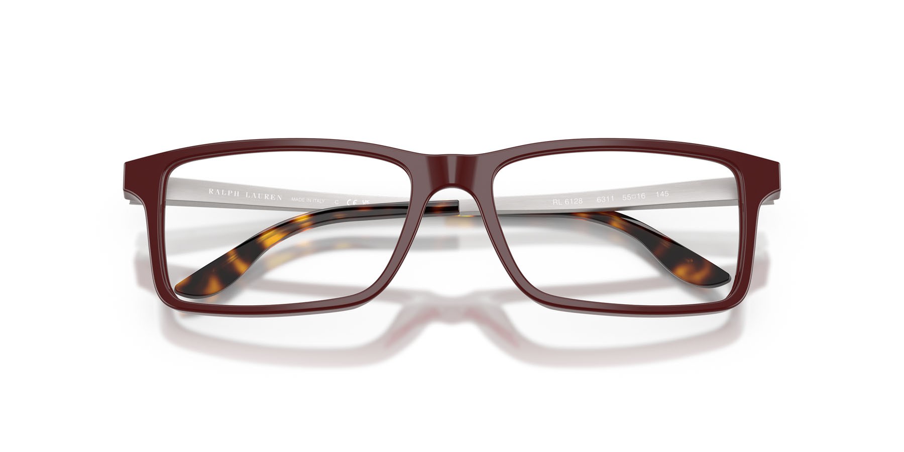 Eyeglasses Ralph Lauren RL 6128 (6311) color rosso tinta unita shape rectangle lenses lente demo