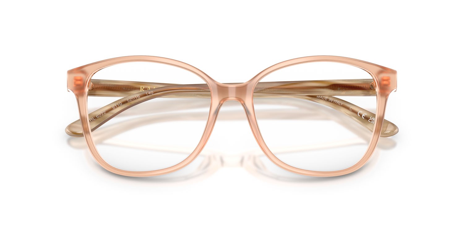 Eyeglasses Ralph Lauren RL 6222 (6110) color rosa trasparente shape cat eye lenses lente demo