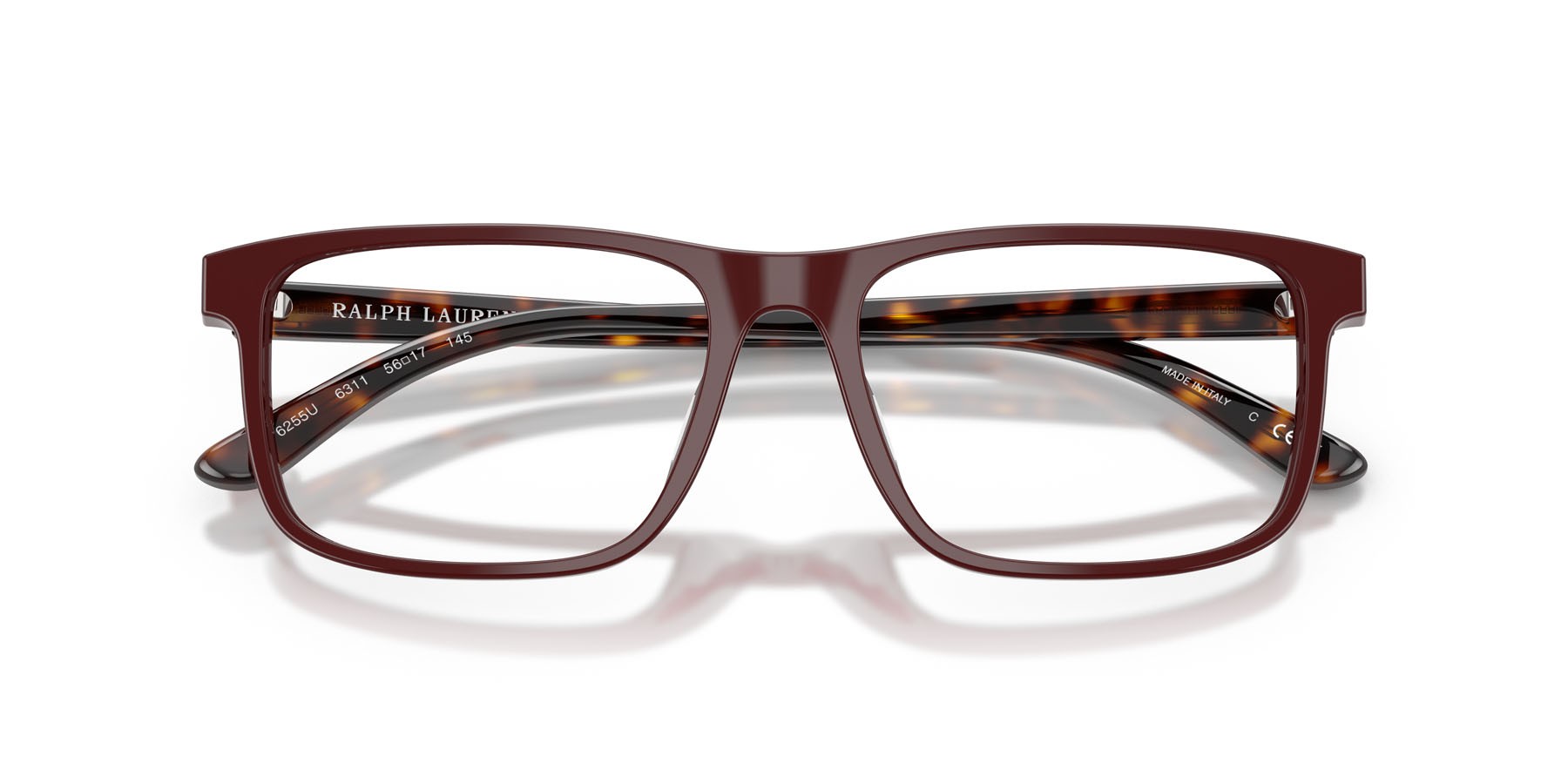 Eyeglasses Ralph Lauren RL 6225U (6311) color rosso tinta unita shape rectangle lenses lente demo