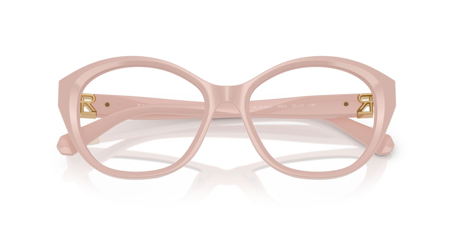Occhiali da vista Ralph Lauren RL 6246U (6053) colore rosa tinta unita forma farfalla lenti lente demo
