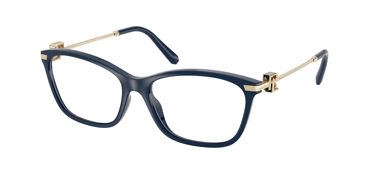 Eyeglasses Ralph Lauren RL 6247U (6215) color blu tinta unita lucido shape butterfly lenses lente demo