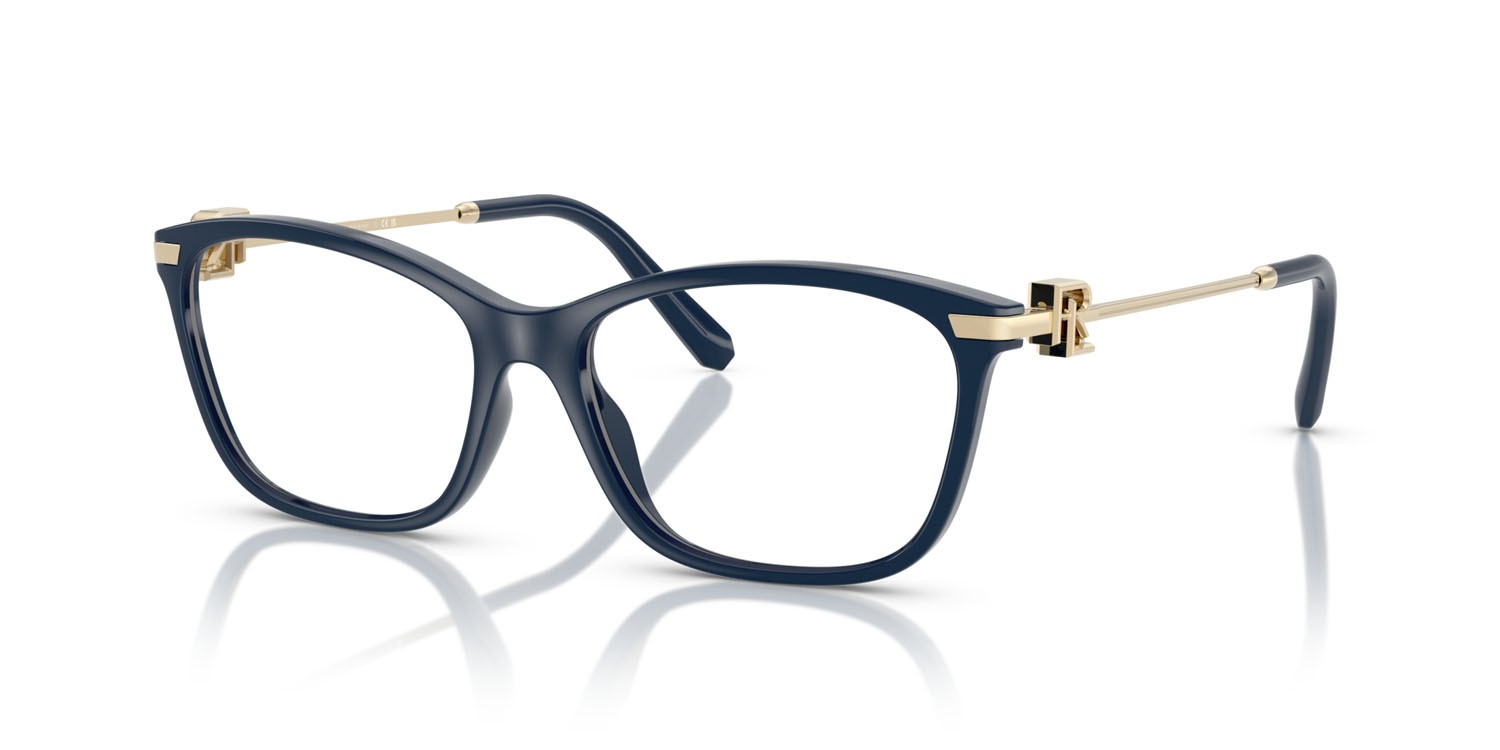 Eyeglasses Ralph Lauren RL 6247U (6215) color blu tinta unita lucido shape butterfly lenses lente demo