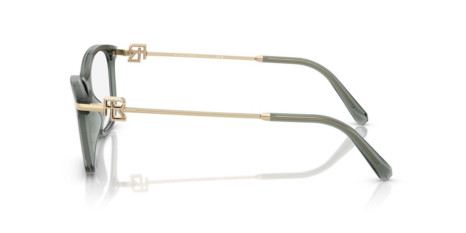 Eyeglasses Ralph Lauren RL 6247U (6216) color verde militare trasparente lucido shape butterfly lenses lente demo