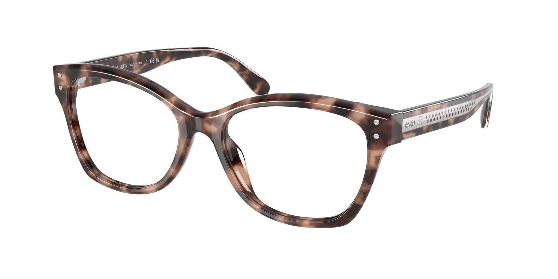 Eyeglasses Ralph Lauren RL 6259U (6307) color havana brown pink shape cat eye lenses lente demo