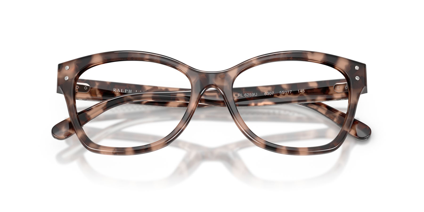 Eyeglasses Ralph Lauren RL 6259U (6307) color havana brown pink shape cat eye lenses lente demo