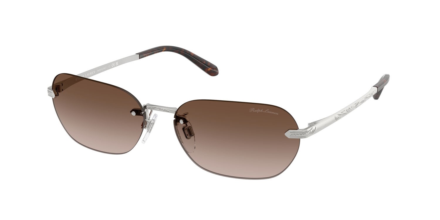 Sunglasses Ralph Lauren RL 7089 (900113) color argento lucido shape rectangle lenses marrone sfumato