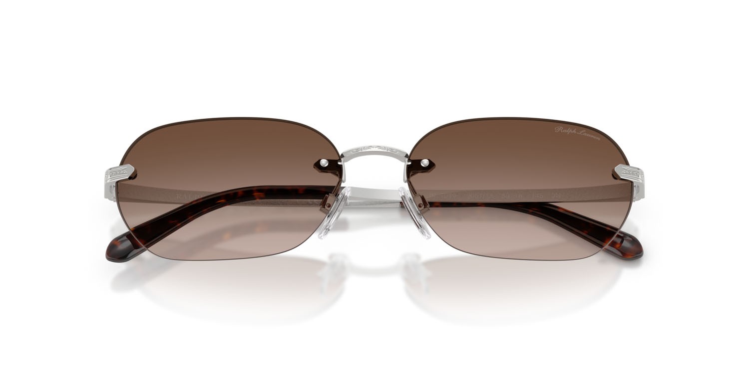 Sunglasses Ralph Lauren RL 7089 (900113) color argento lucido shape rectangle lenses marrone sfumato