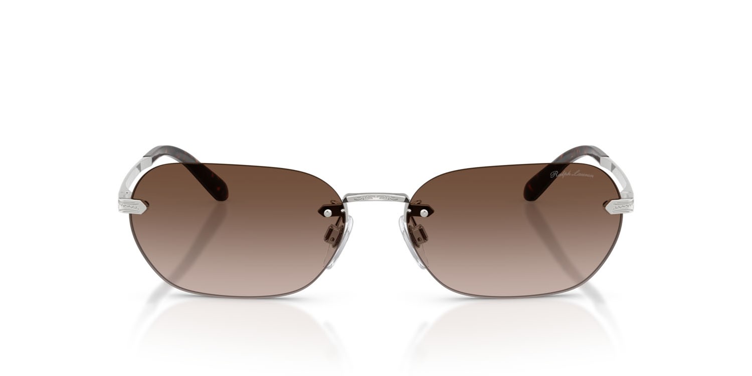 Sunglasses Ralph Lauren RL 7089 (900113) color argento lucido shape rectangle lenses marrone sfumato