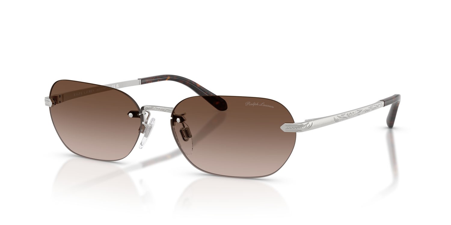 Sunglasses Ralph Lauren RL 7089 (900113) color argento lucido shape rectangle lenses marrone sfumato