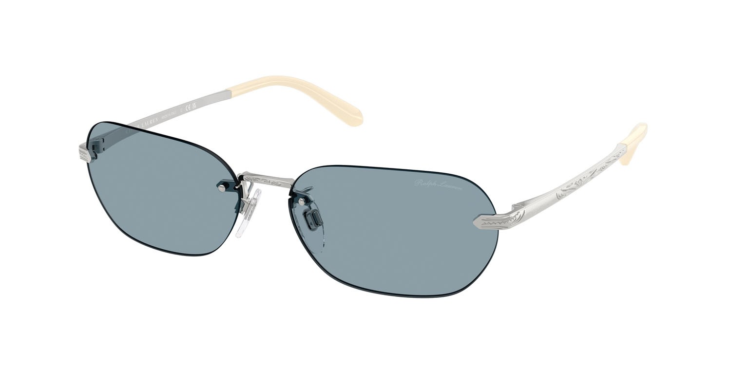 Sunglasses Ralph Lauren RL 7089 (900172) color argento lucido shape rectangle lenses azzurro