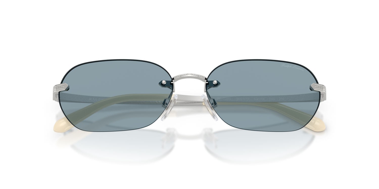 Sunglasses Ralph Lauren RL 7089 (900172) color argento lucido shape rectangle lenses azzurro