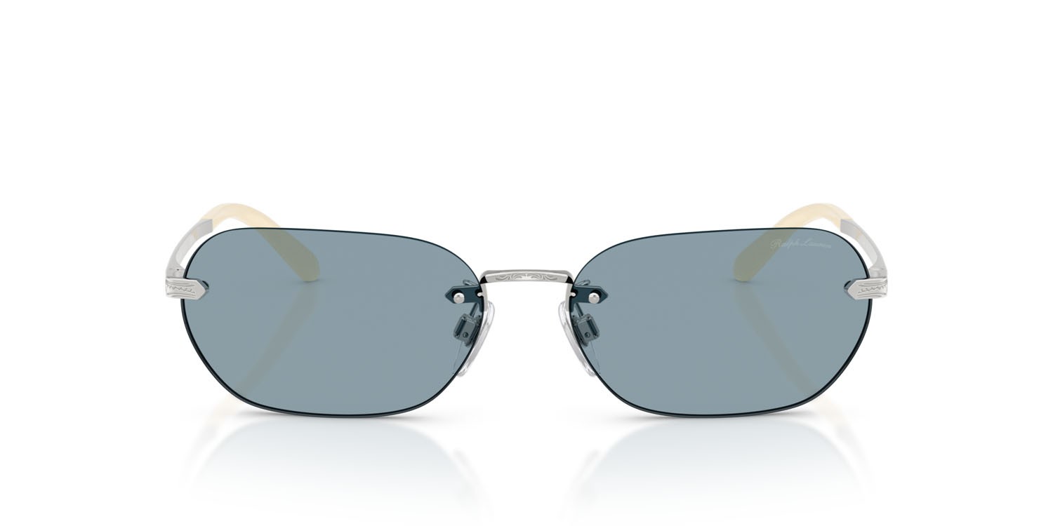 Sunglasses Ralph Lauren RL 7089 (900172) color argento lucido shape rectangle lenses azzurro