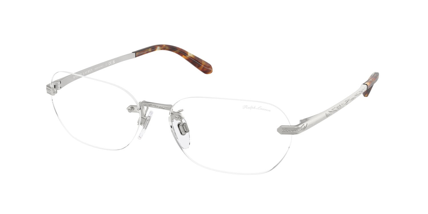 Sunglasses Ralph Lauren RL 7089 (9001SB) color argento lucido shape rectangle lenses trasparente con filtro anti luce blu