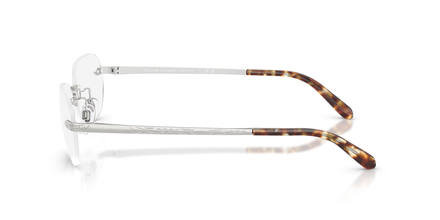 Sunglasses Ralph Lauren RL 7089 (9001SB) color argento lucido shape rectangle lenses trasparente con filtro anti luce blu