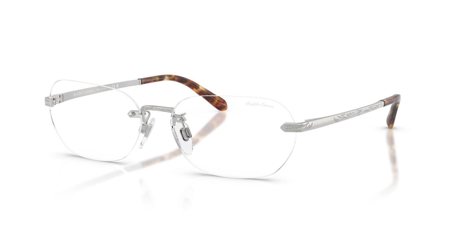Sunglasses Ralph Lauren RL 7089 (9001SB) color argento lucido shape rectangle lenses trasparente con filtro anti luce blu