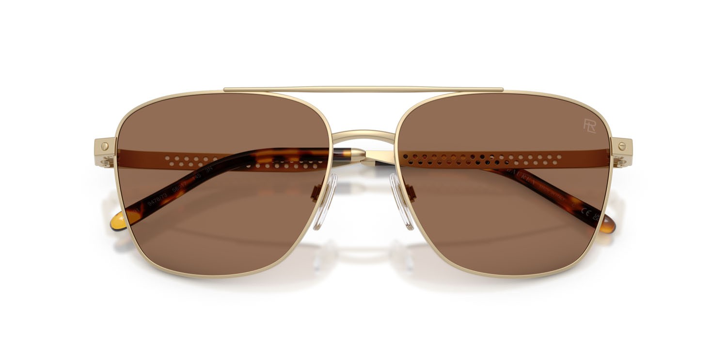 Sunglasses Ralph Lauren RL 7091 (947873) color oro pallido semi-brillante shape aviator lenses marrone
