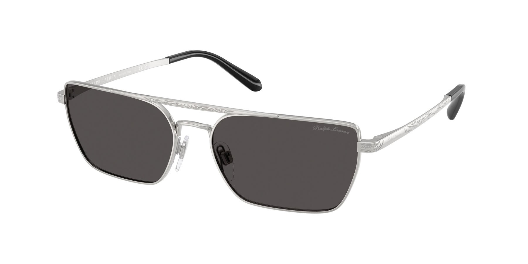Sunglasses Ralph Lauren RL 7092 (900187) color argento lucido shape rectangle lenses grigio scuro