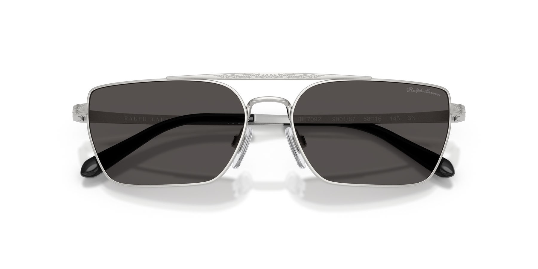 Sunglasses Ralph Lauren RL 7092 (900187) color argento lucido shape rectangle lenses grigio scuro
