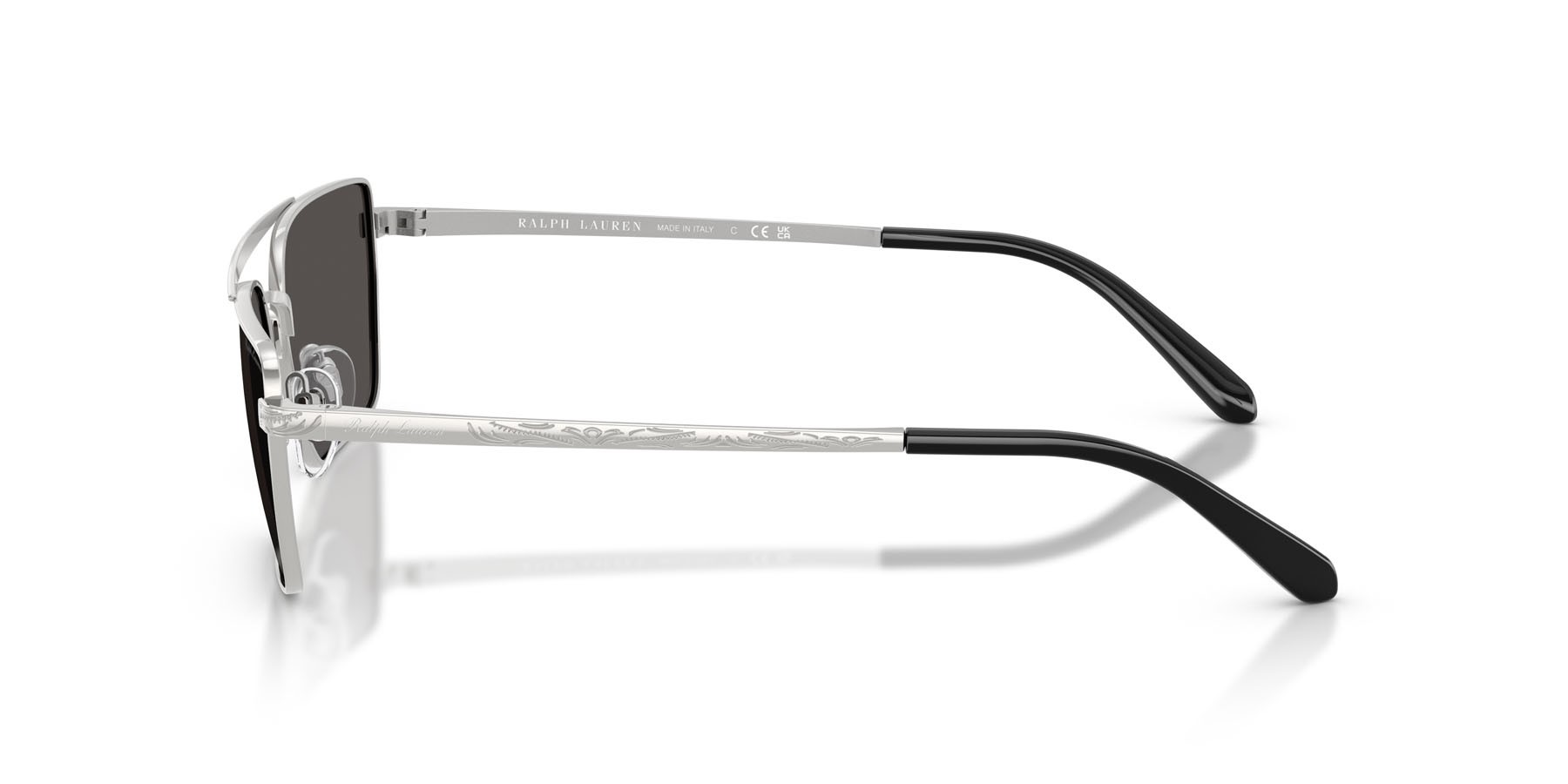 Sunglasses Ralph Lauren RL 7092 (900187) color argento lucido shape rectangle lenses grigio scuro