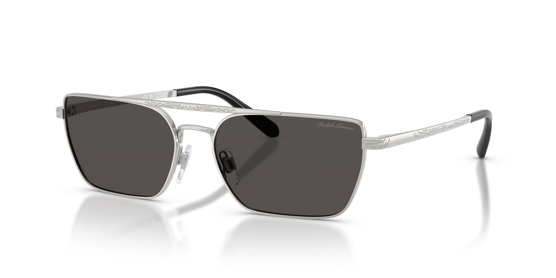 Sunglasses Ralph Lauren RL 7092 (900187) color argento lucido shape rectangle lenses grigio scuro