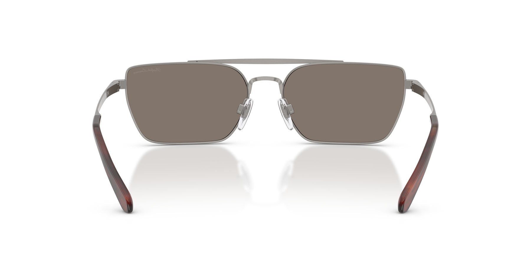 Sunglasses Ralph Lauren RL 7092 (90026G) color gunmetal lucido shape rectangle lenses grigio chiaro specchiato argento