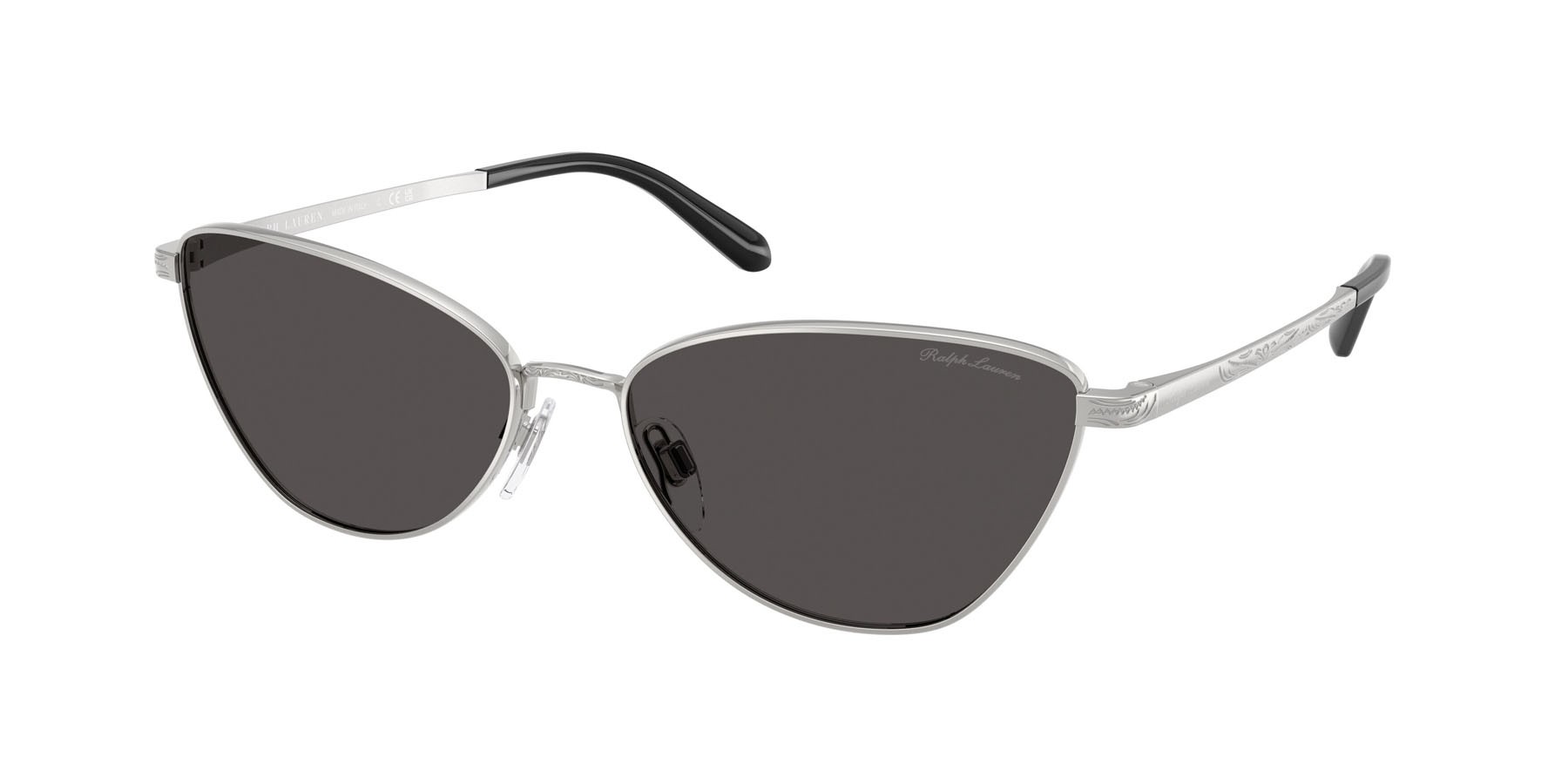 Sunglasses Ralph Lauren RL 7093 (900187) color argento lucido shape rectangle lenses grigio scuro