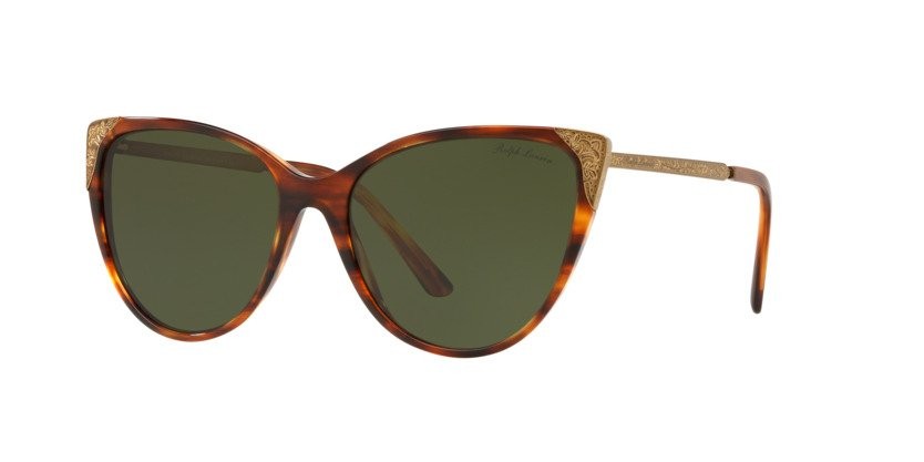 Sunglasses Ralph Lauren RL 8172 (500771) color striato havana lucido shape cat eye lenses verde bottiglia