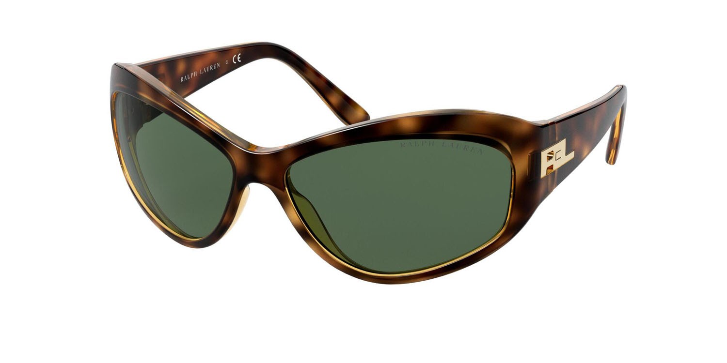 Sunglasses Ralph Lauren RL 8179 (500371) color havana scuro lucido shape cat eye lenses verde