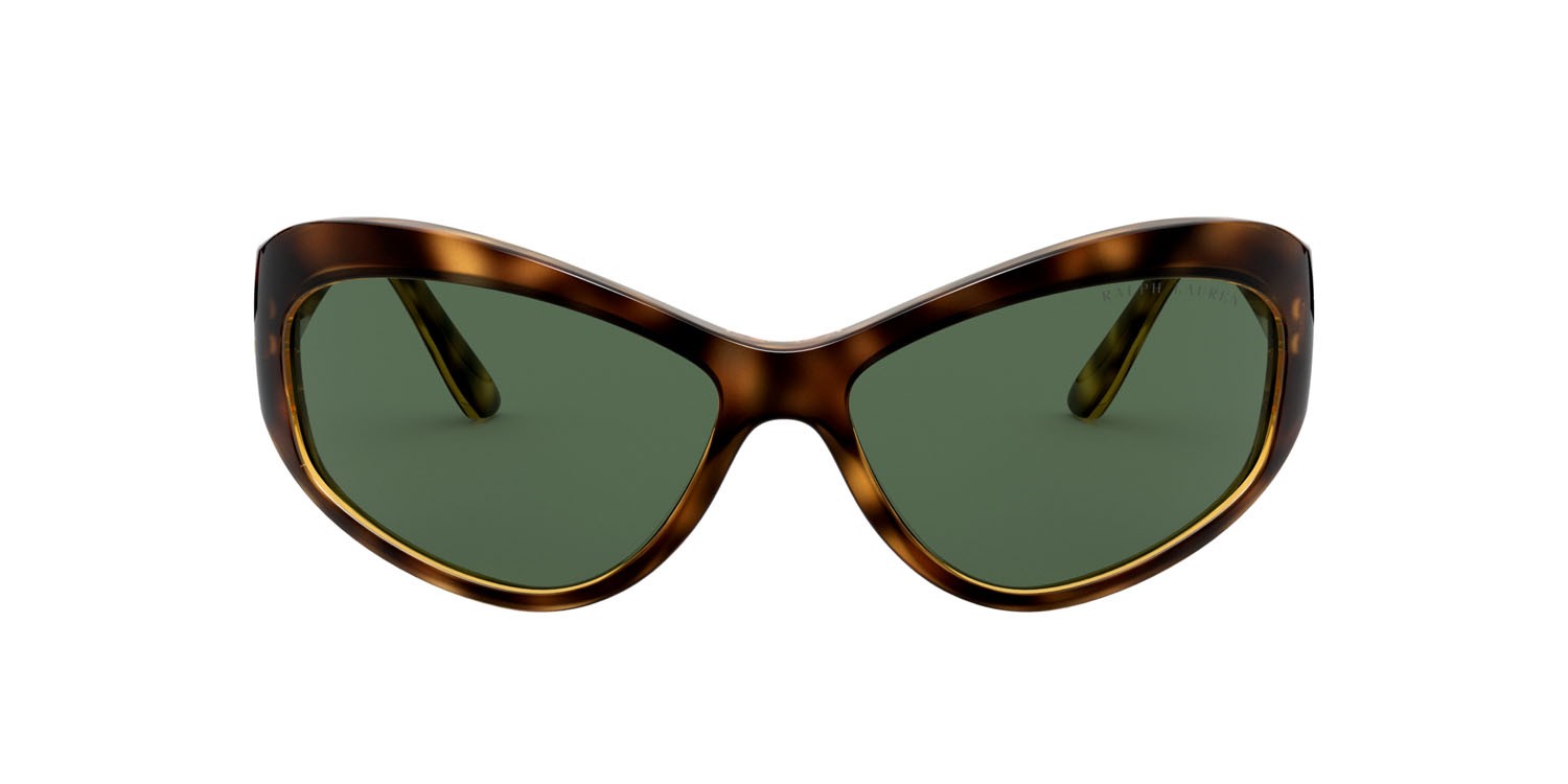 Sunglasses Ralph Lauren RL 8179 (500371) color havana scuro lucido shape cat eye lenses verde