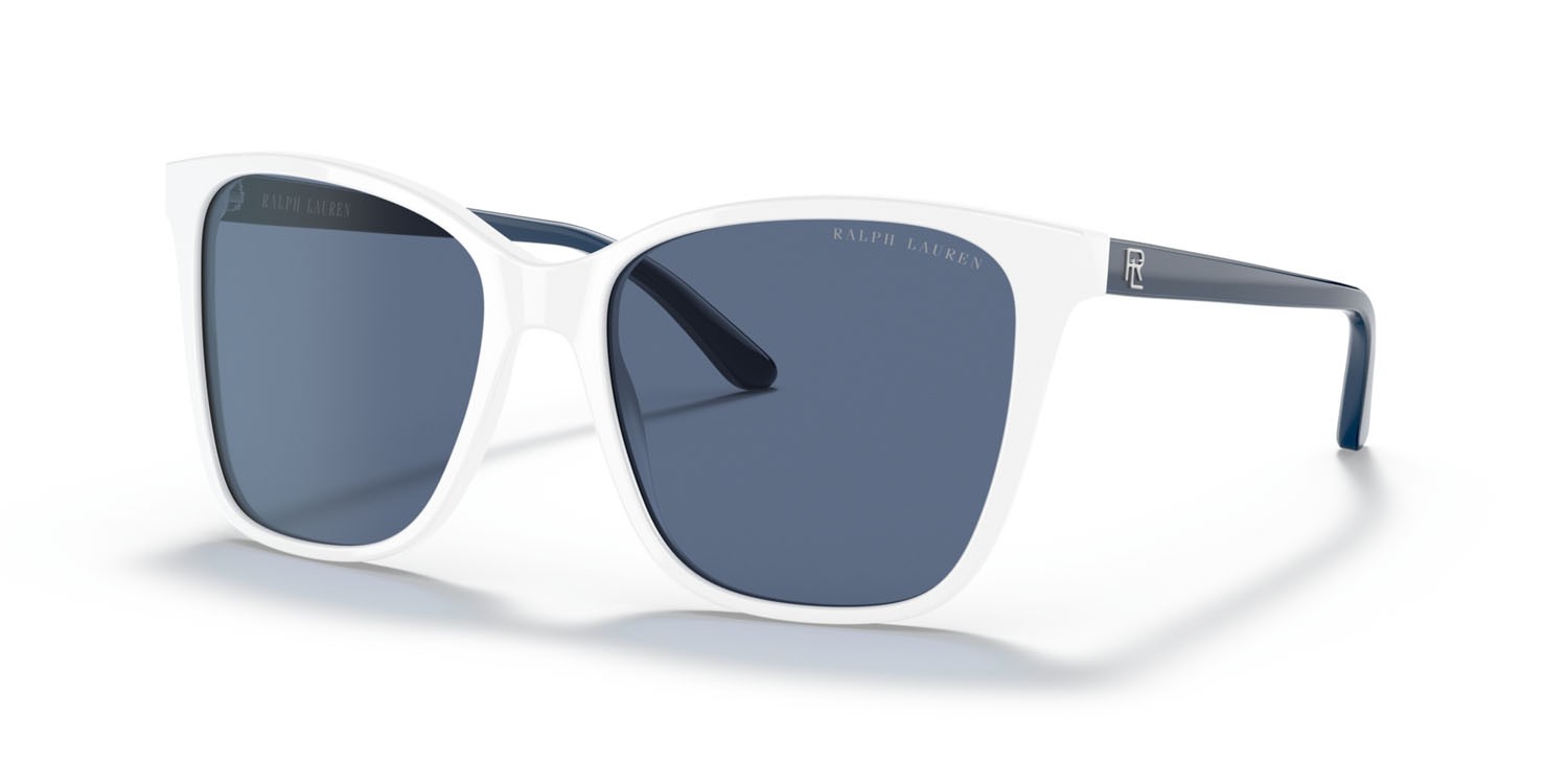 Sunglasses Ralph Lauren RL 8201 (554480) color off-white brillante shape square lenses blu