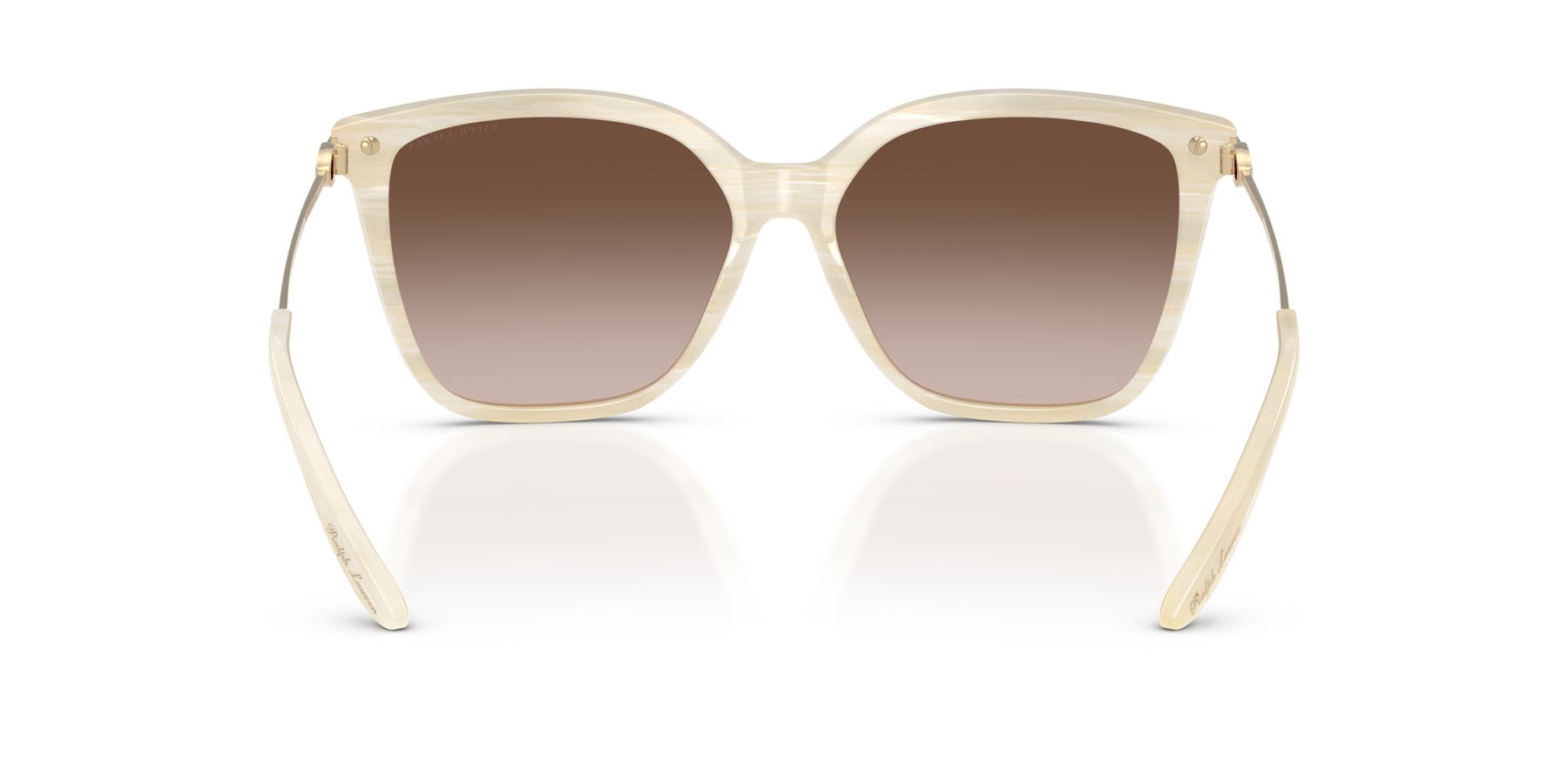 Sunglasses Ralph Lauren The Jacquie RL 8209 (610713) color crema effetto corno shape irregular lenses marrone sfumato