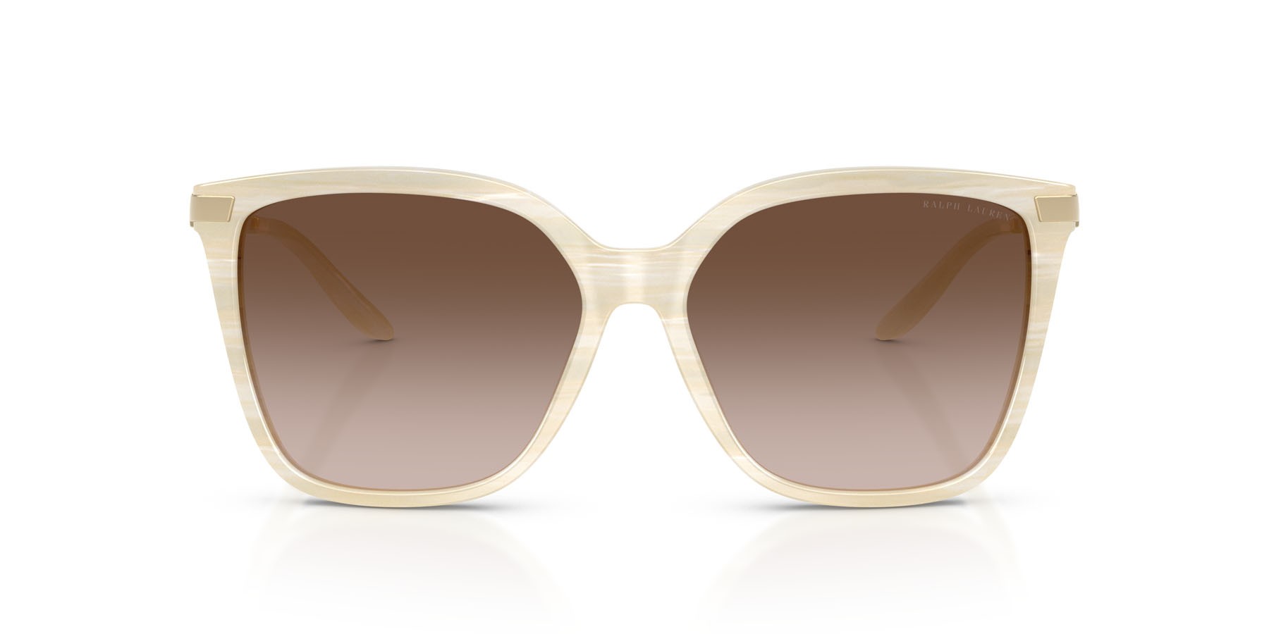 Sunglasses Ralph Lauren The Jacquie RL 8209 (610713) color crema effetto corno shape irregular lenses marrone sfumato