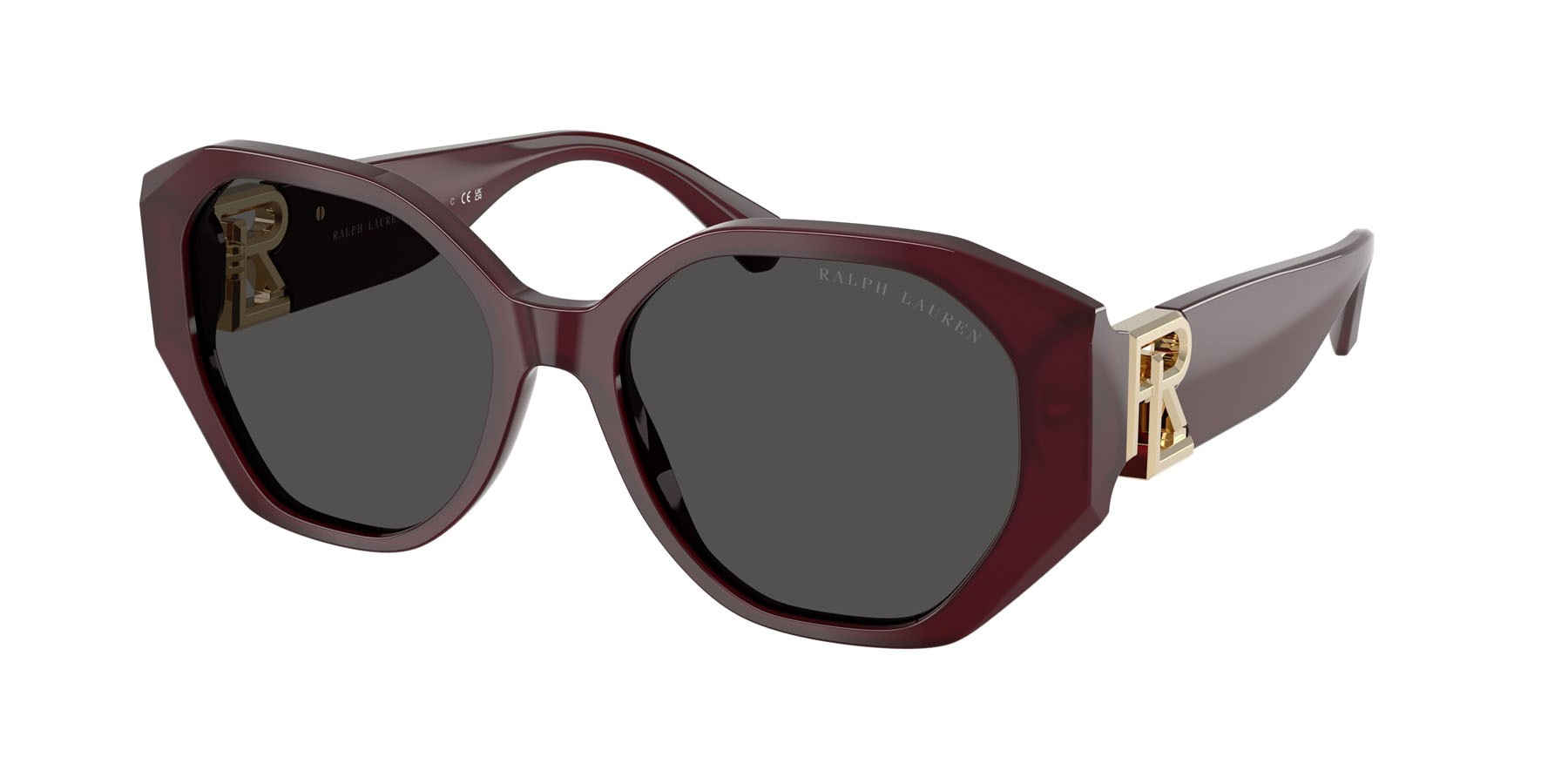 Sunglasses Ralph Lauren The Juliette RL 8220 (508387) color bordeaux tinta unita shape butterfly lenses grigio scuro
