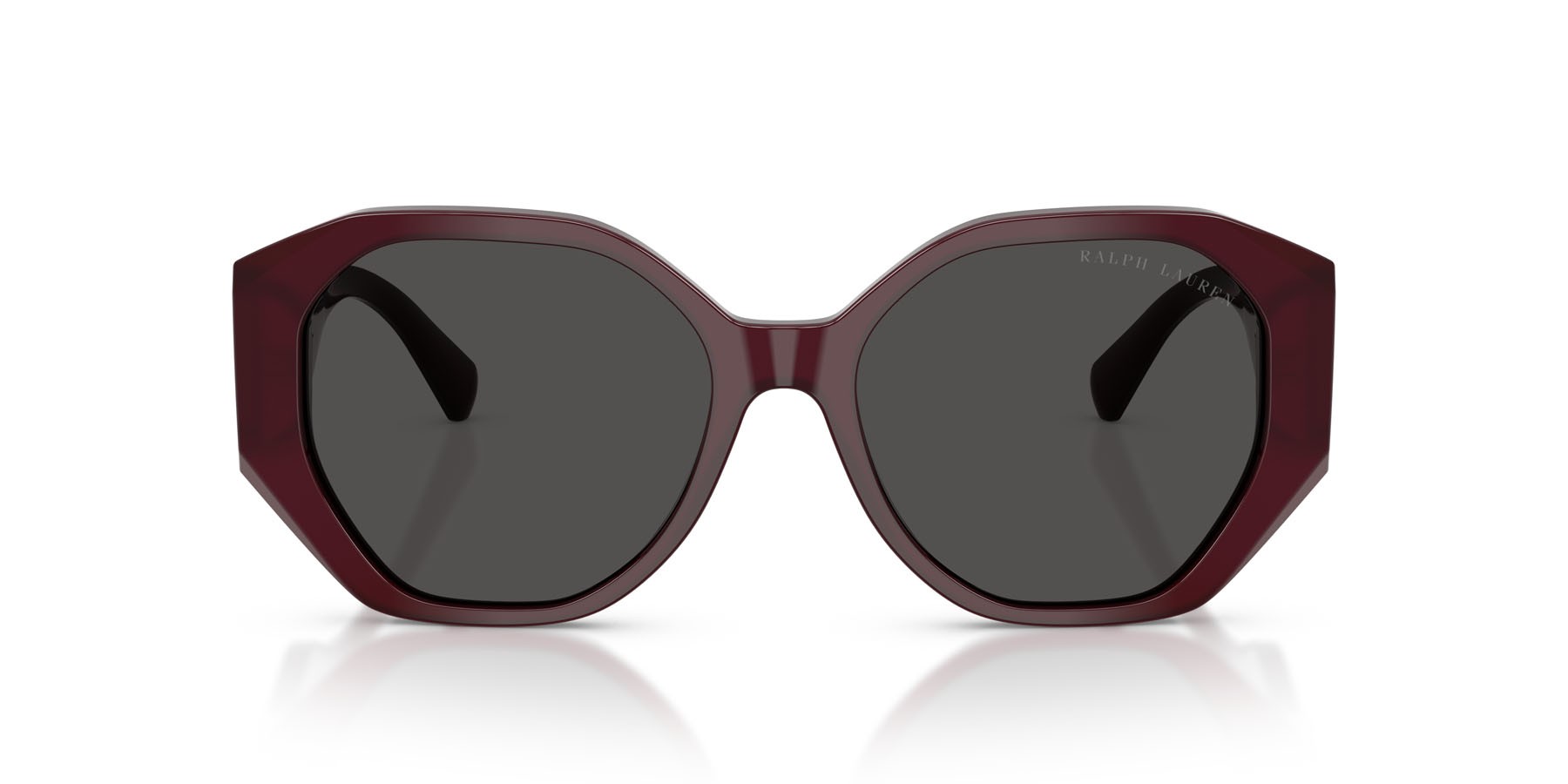 Sunglasses Ralph Lauren The Juliette RL 8220 (508387) color bordeaux tinta unita shape butterfly lenses grigio scuro