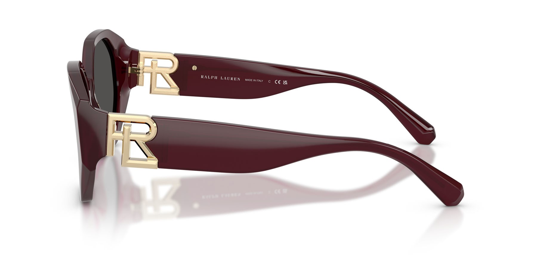 Sunglasses Ralph Lauren The Juliette RL 8220 (508387) color bordeaux tinta unita shape butterfly lenses grigio scuro