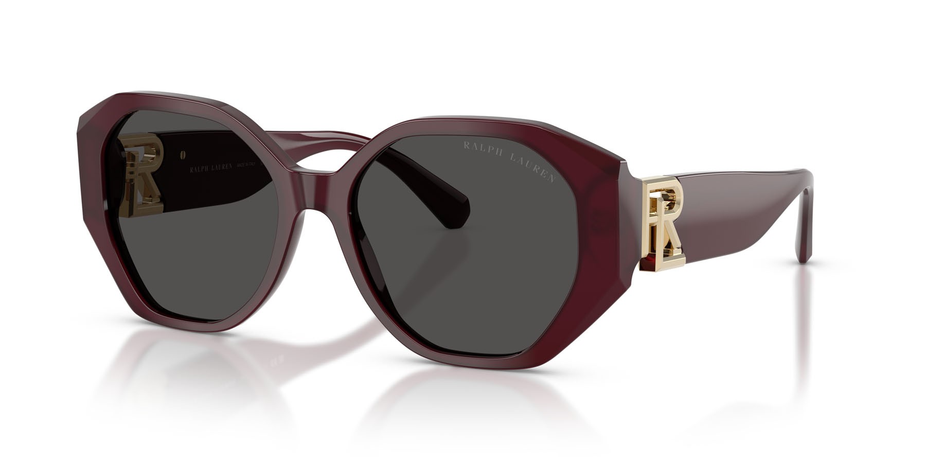 Sunglasses Ralph Lauren The Juliette RL 8220 (508387) color bordeaux tinta unita shape butterfly lenses grigio scuro