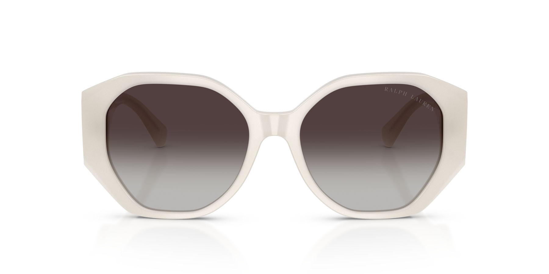Sunglasses Ralph Lauren The Juliette RL 8220 (61828G) color opaline milky shape butterfly lenses grigio sfumato