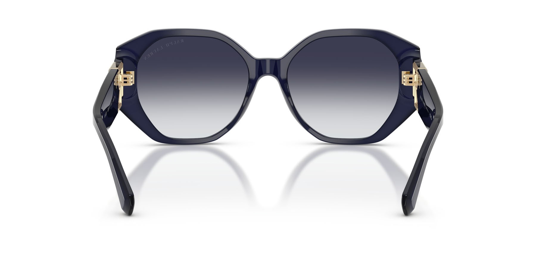 Sunglasses Ralph Lauren The Juliette RL 8220 (631011) color blu opale shape butterfly lenses grigio chiaro sfumato grigio scuro