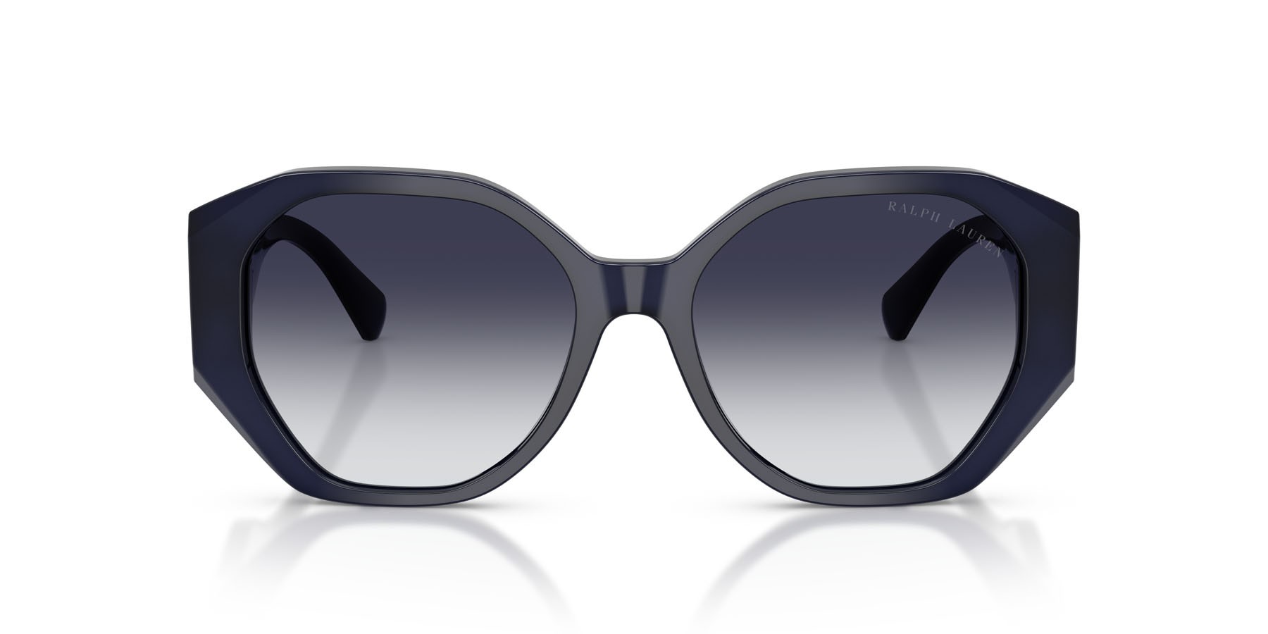 Sunglasses Ralph Lauren The Juliette RL 8220 (631011) color blu opale shape butterfly lenses grigio chiaro sfumato grigio scuro